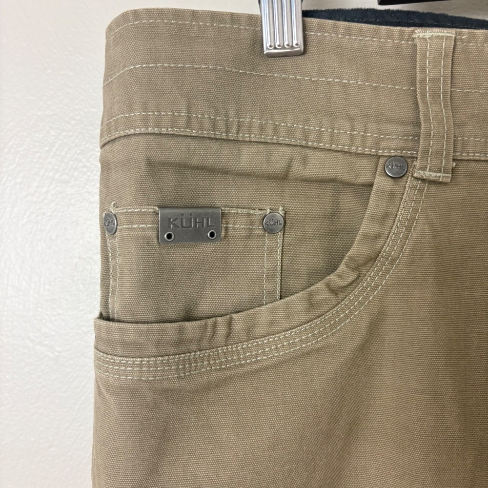 Kuhl Kanvus Jeans Mens 36x31 Khaki Brown Canvas Gorpcore Outdoor - Picture 4 of 11